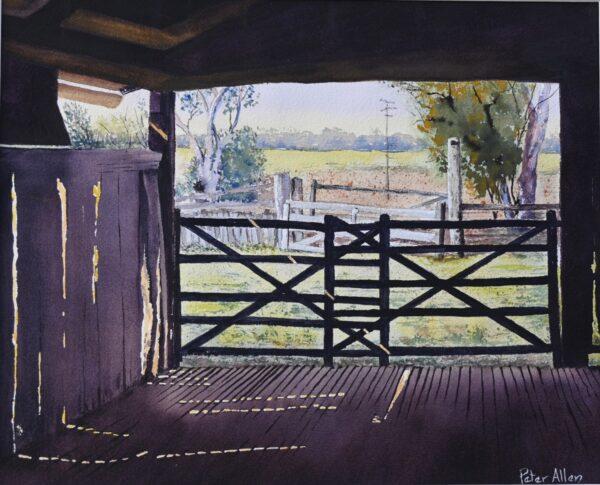 Peter Allen, Jondaryan Woolshed 2023, watercolour on paper, courtesy the artist.