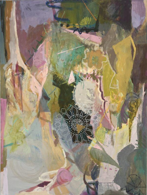 Kay Wood, Looking for Crowea in the backwoods of my mind 2024, acrylic, oil and oilstick on linen, courtesy the artist.